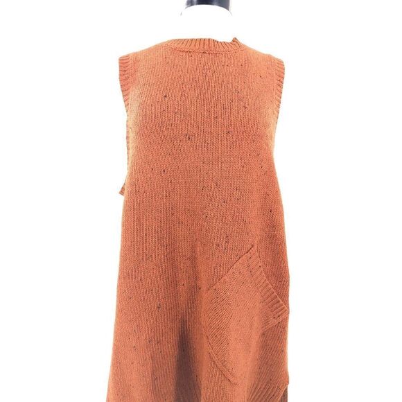 Oddi Women Rust Orange Knitted Sleeveless Tunic Sweater Size Small - Picture 3 of 12